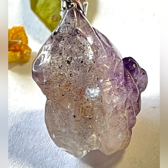 Super Seven Pendant Raw Super Seven Crystal Gemstone Purple Stone Pendant - Picture 5 of 10